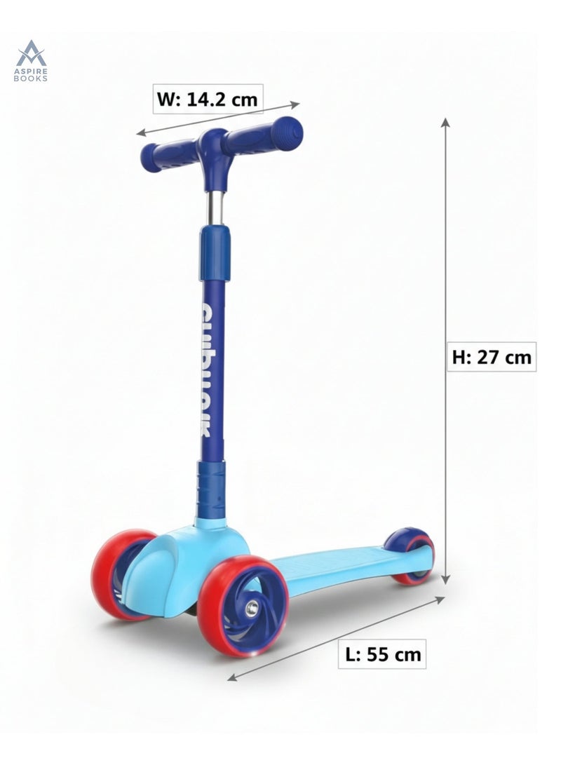 chipmunk 3-Wheel Kick Scooter for Kids & Toddlers – Adjustable T-Bar Handlebar with Lean-to-Turn Steering, Shock-Absorbing PU Wheels, Anti-Slip Deck, and Rear Brake – Safe & Lightweight Outdoor Glider for Boys (Blue) - Image 3